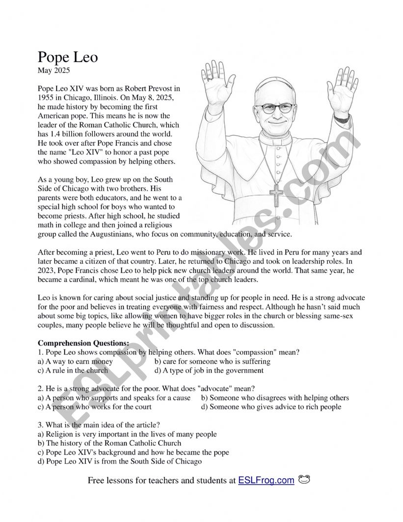 Pope Leo worksheet
