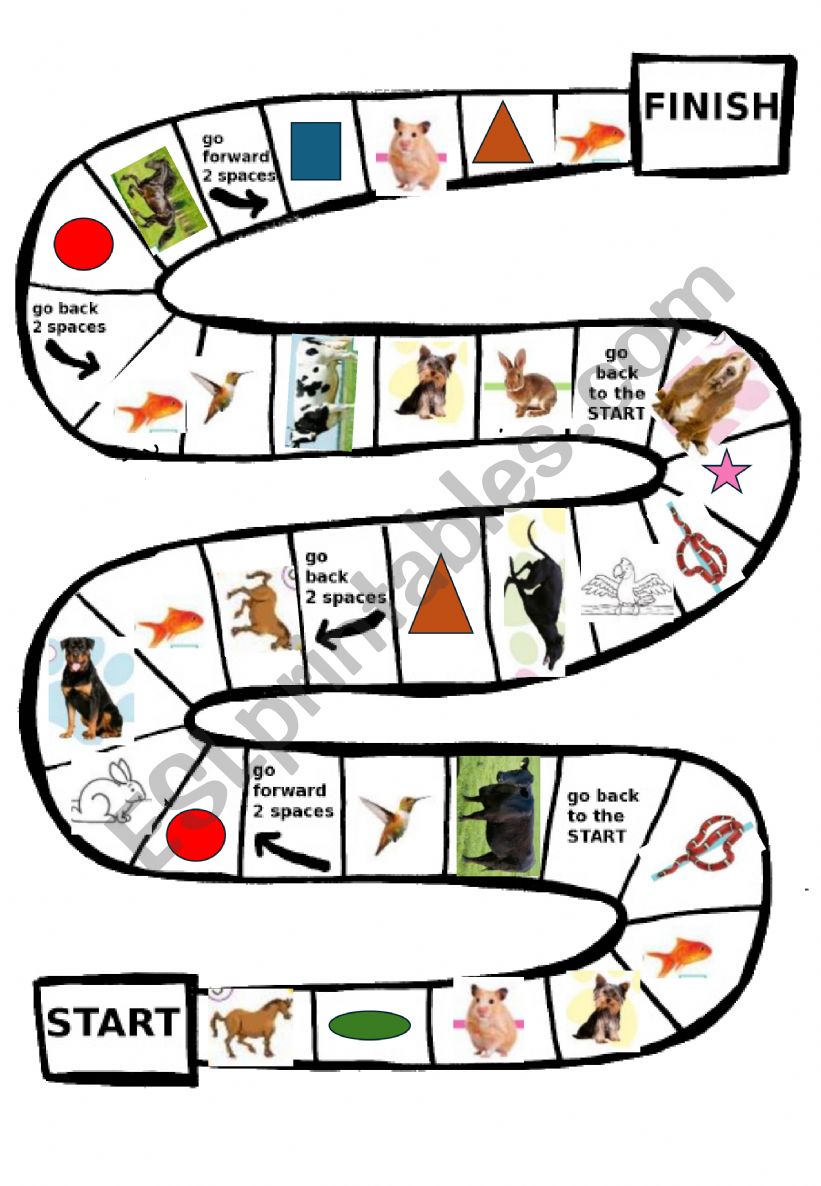 animals board game worksheet