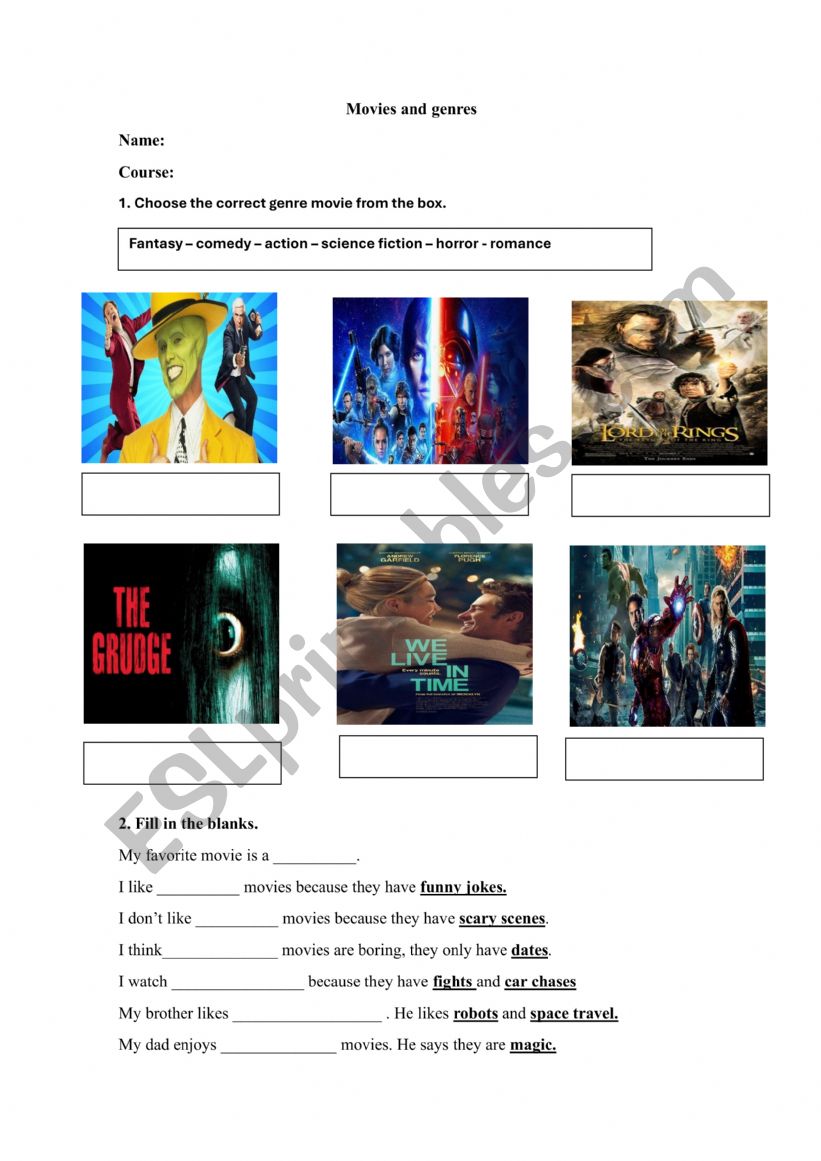 Movies - Worksheet worksheet