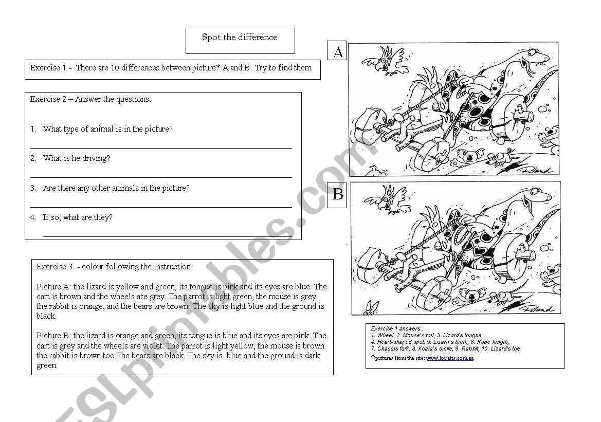 spot the difference 2 worksheet