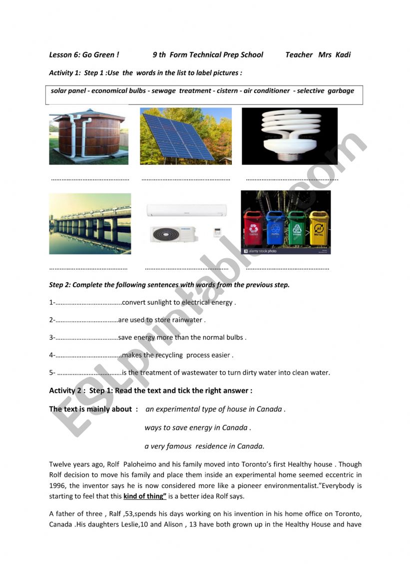 Go GREEN 3 worksheet