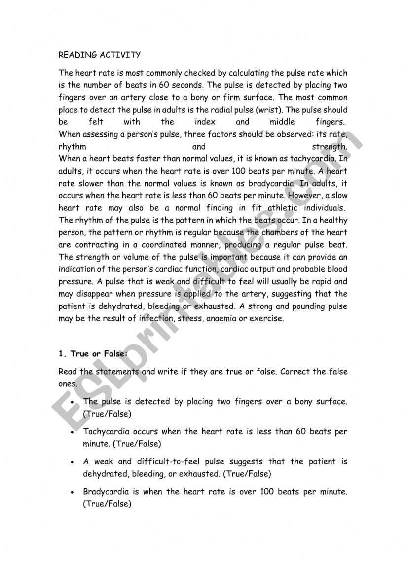 READING- ENGLISH FOR PHARMACY ASSISTANTS