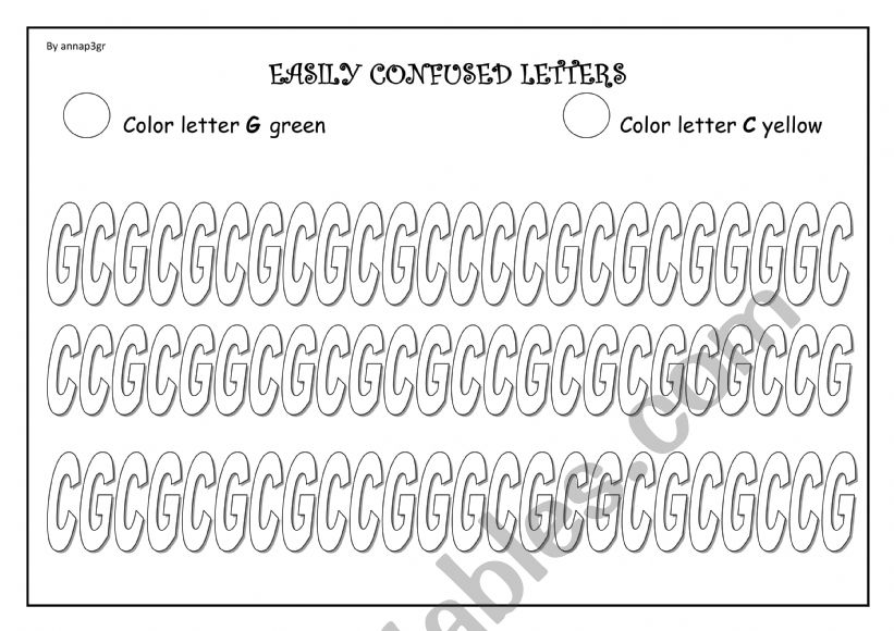 Easily confused letters G/C worksheet