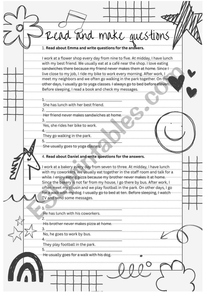 Present Simple - Read the text and make questions
