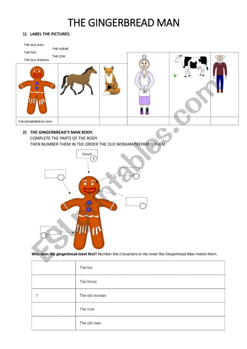 The Gingerbread Man worksheet