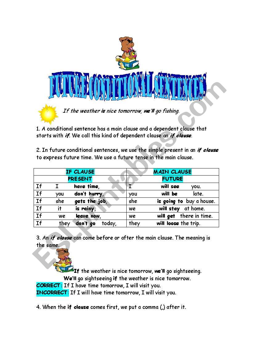 FUTURE CONDITIONAL SENTENCES worksheet