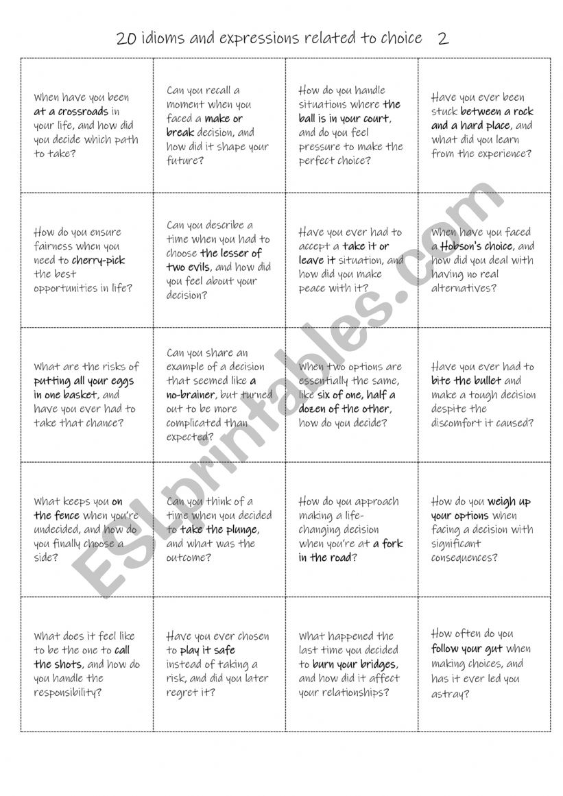 B1+-C1 Choice idioms and expressions  2