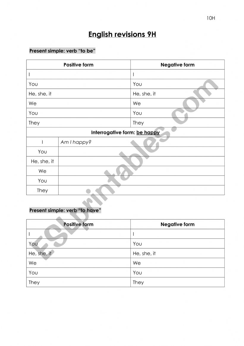 Present and past simple revision