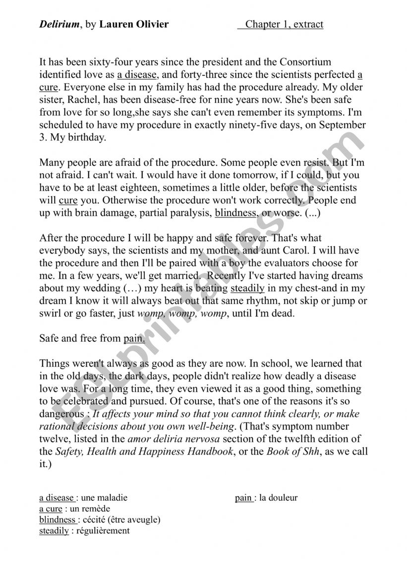 Delirium txt dystopique + questions