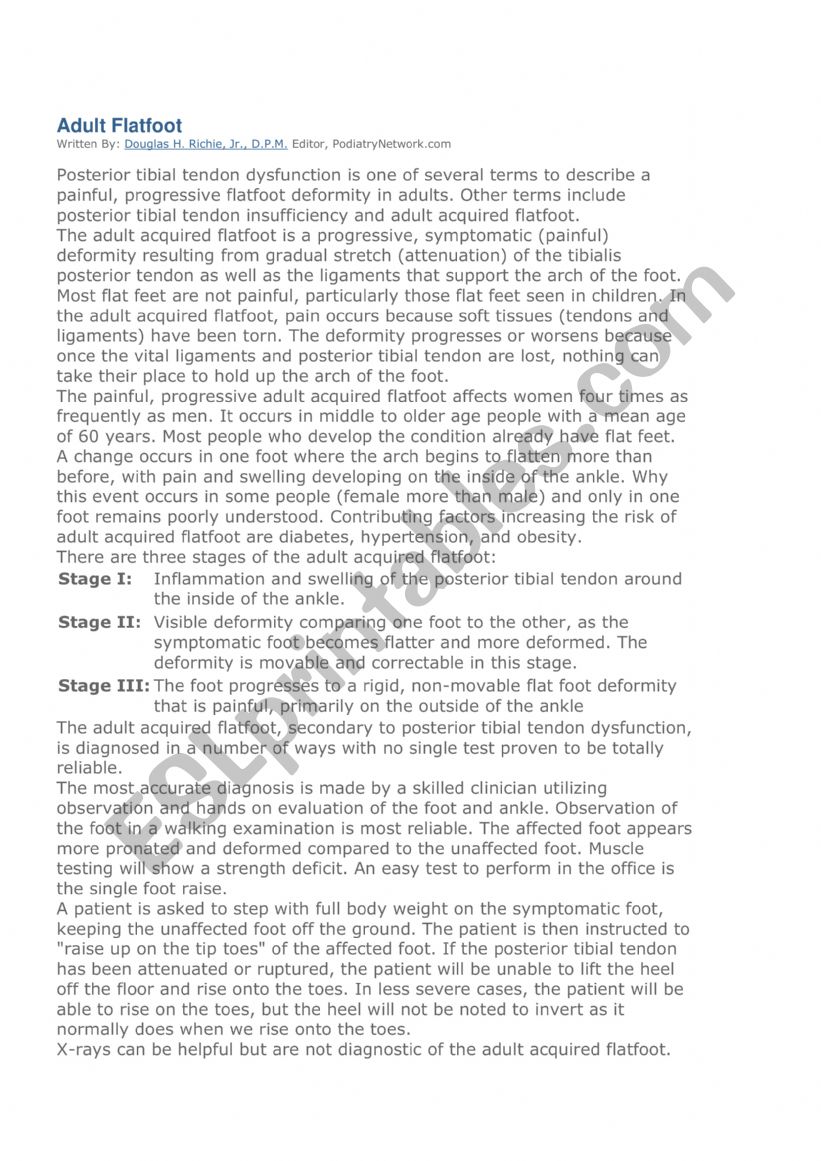 foot problem worksheet