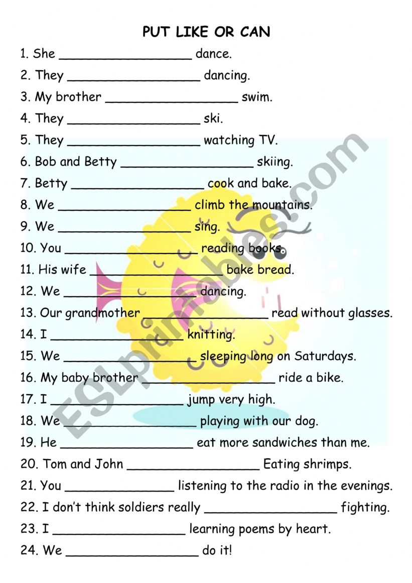 Put like or can worksheet