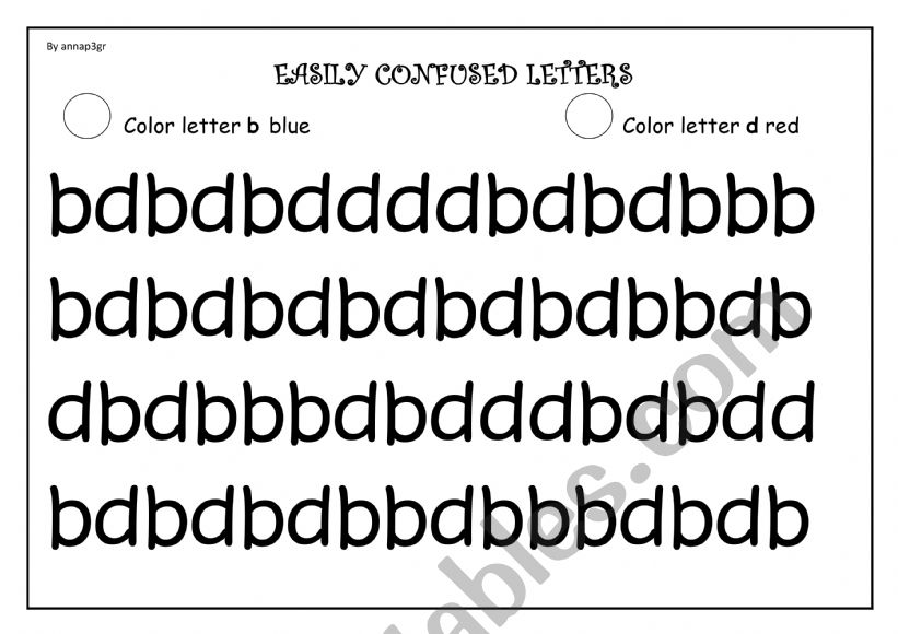 Easily Confused Letters b-d worksheet