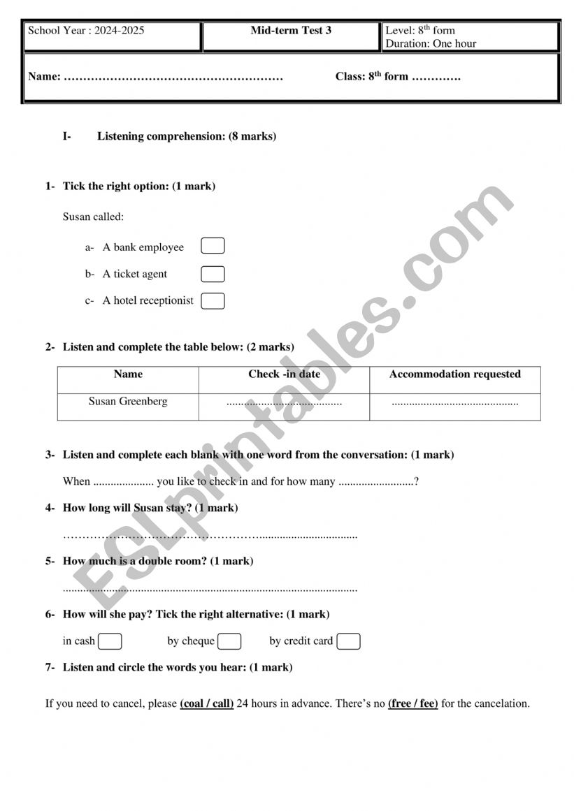 mid-term test 3 worksheet