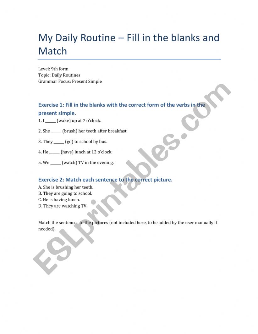 My Daily Routine â€“ Present Simple