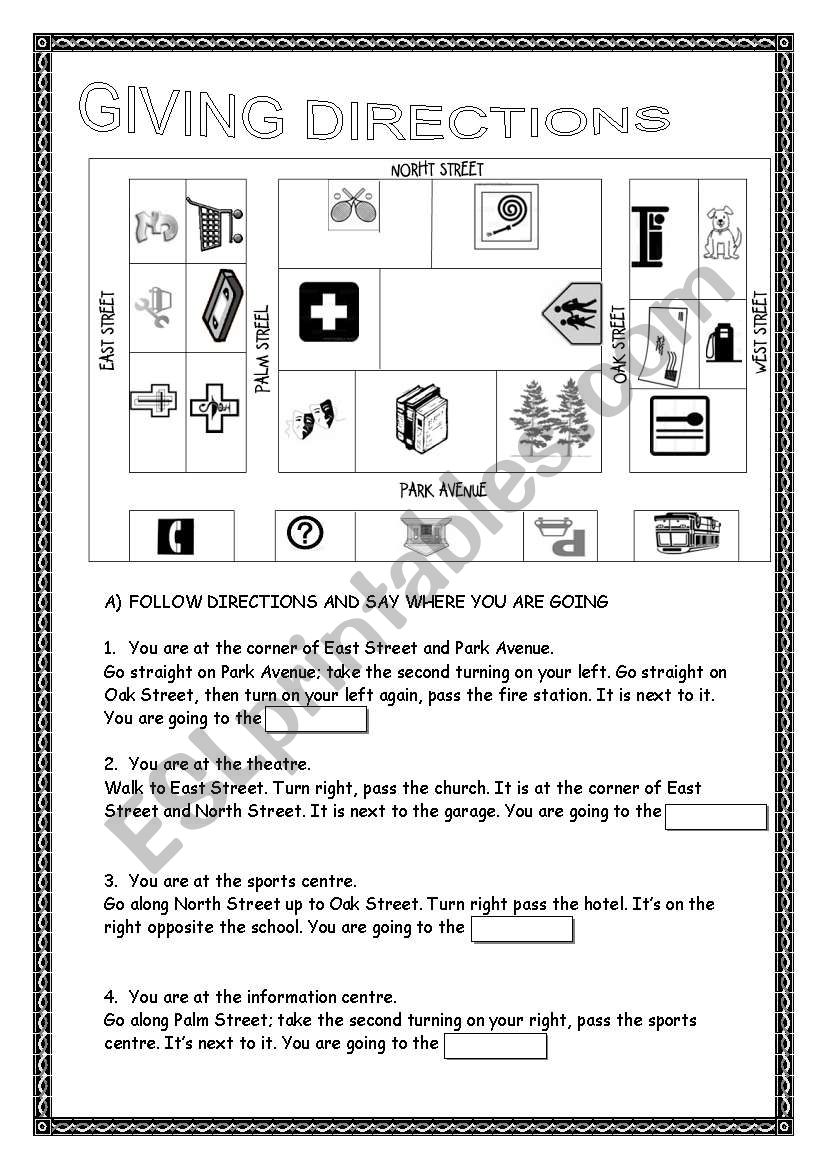 GIVING DIRECTIONS worksheet