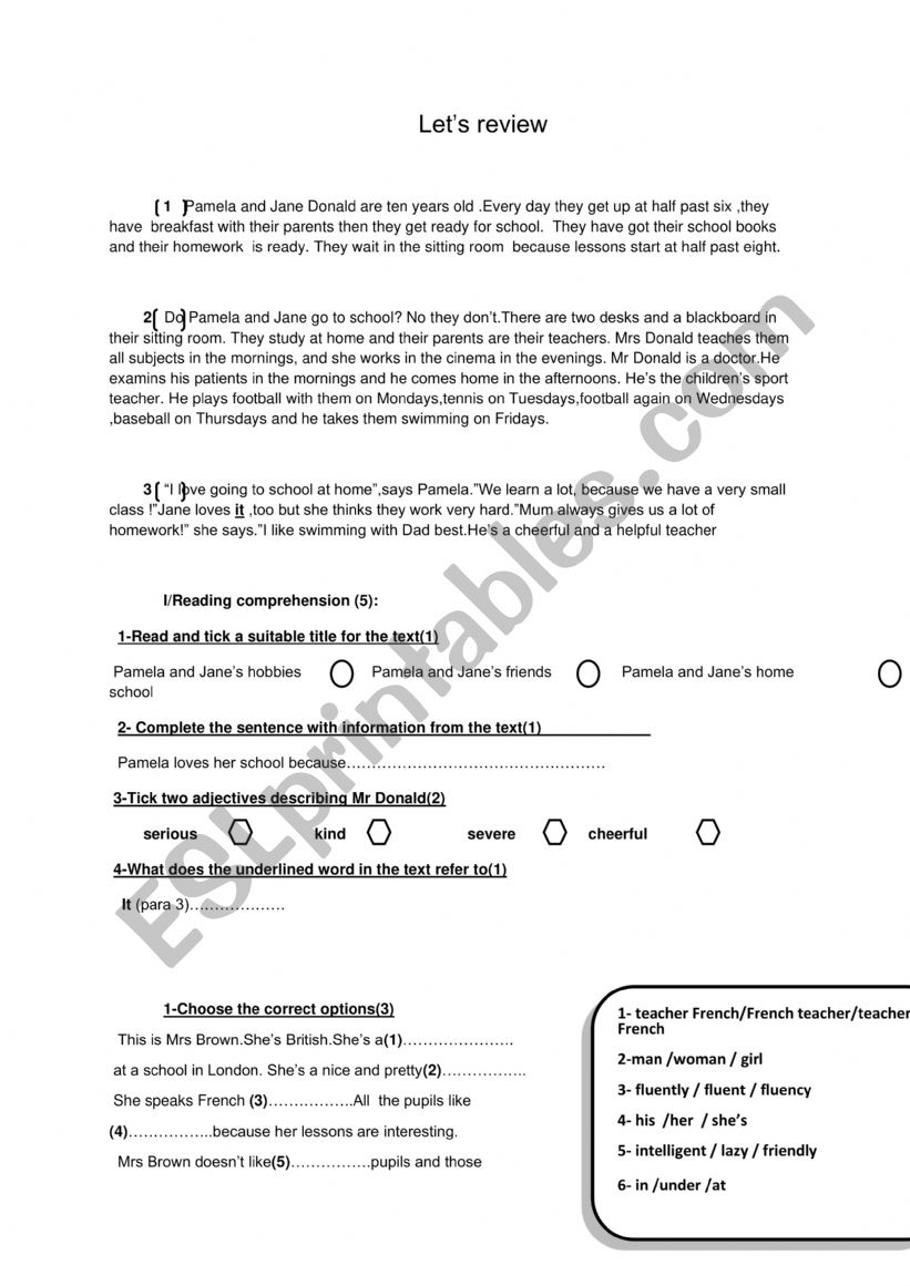 let�s review worksheet