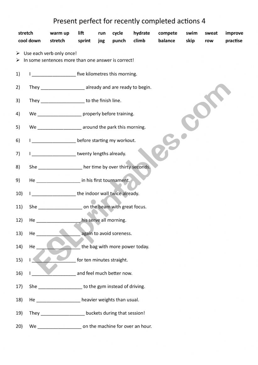 Present perfect for recently completed actions 4