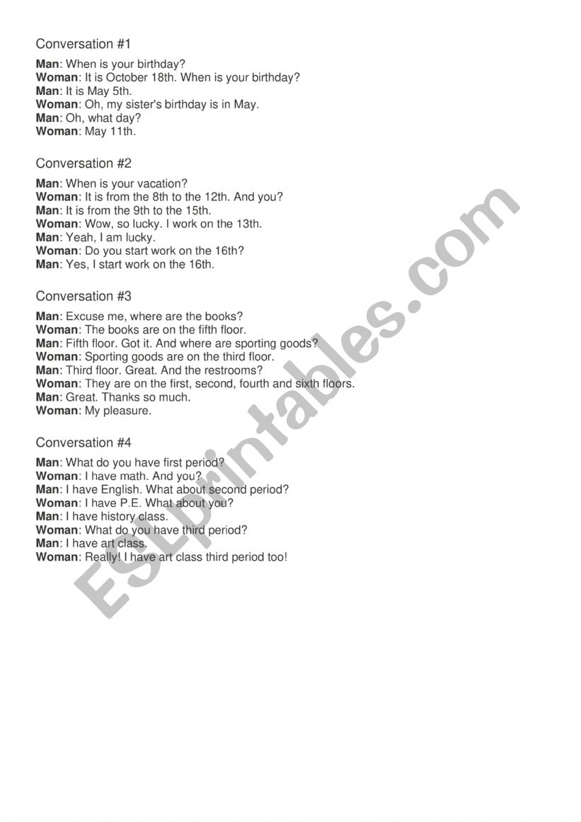 Reading Dates - ordinal numbers Reading Dates - ordinal numbers