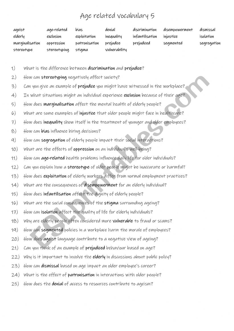 B1+-C1 Age related  vocabulary  5