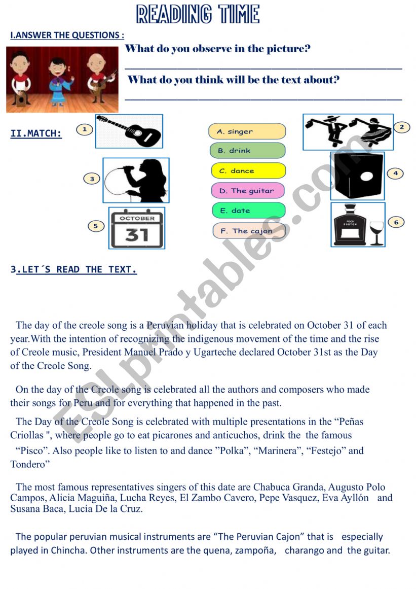 READING TIME worksheet