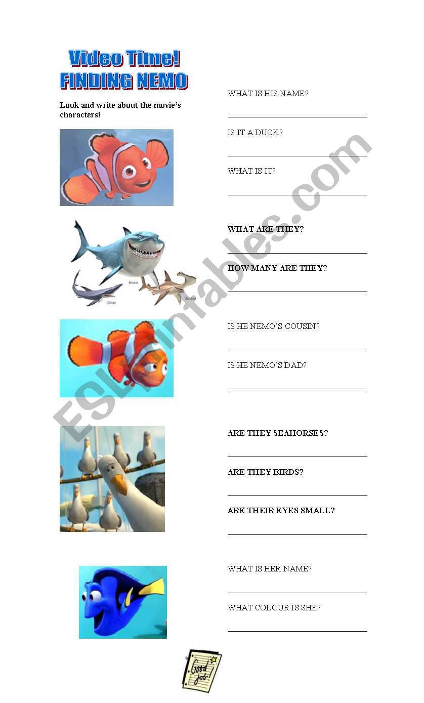 Movies: FINDING NEMO  worksheet