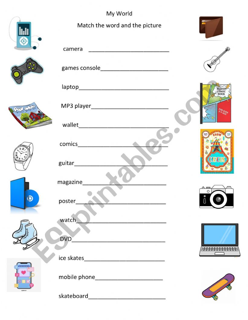 My world - things around worksheet