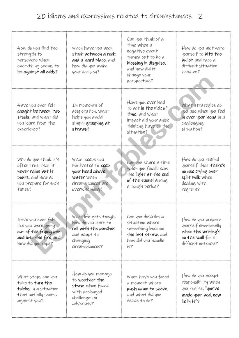 B1+-C1 Circumstance idioms and expressions 2