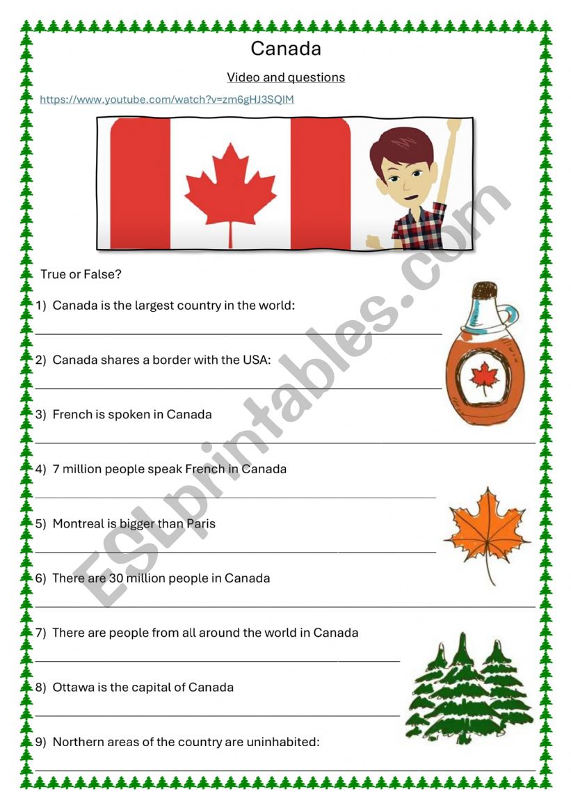 Canada - Oral comprehension. True or false