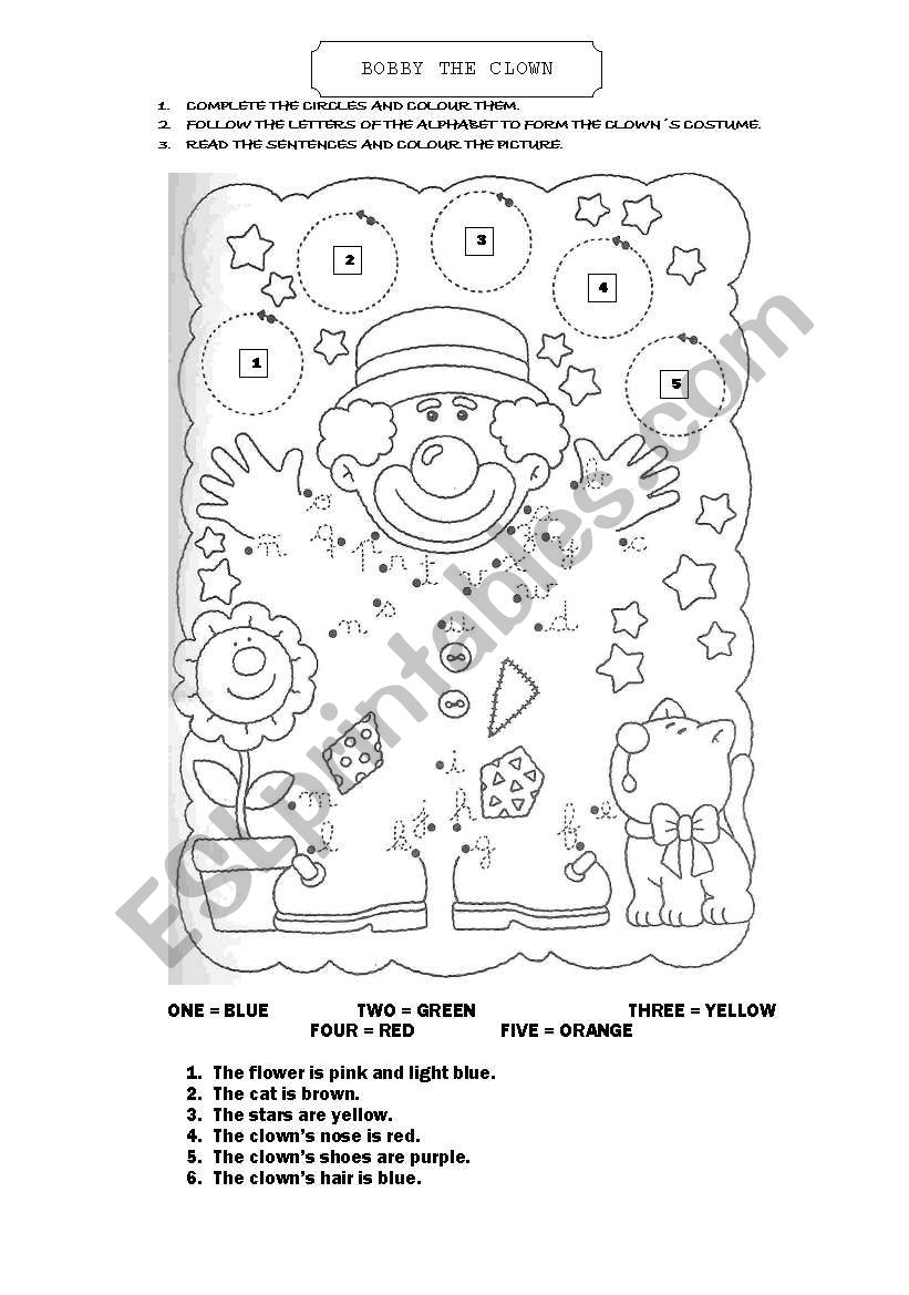 Bobby the clown worksheet