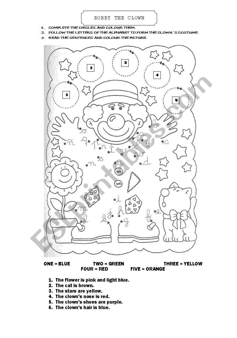 Bobby the clown worksheet