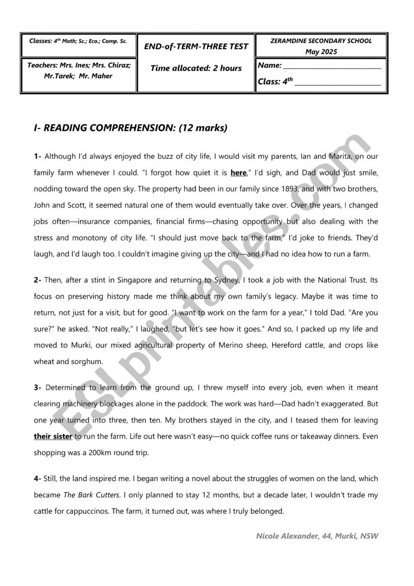 Mock Bac Exam worksheet
