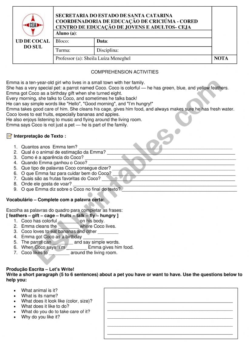FARM ANIMALS worksheet