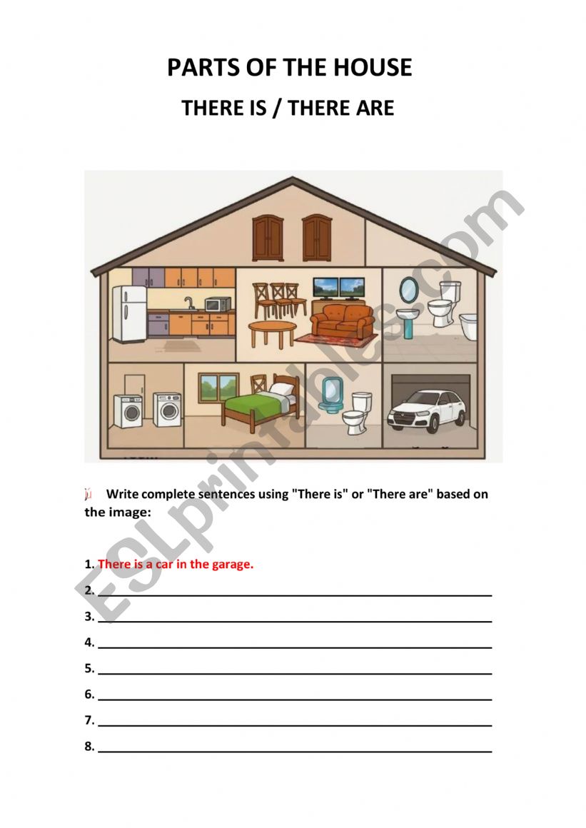 Parts of the house worksheet