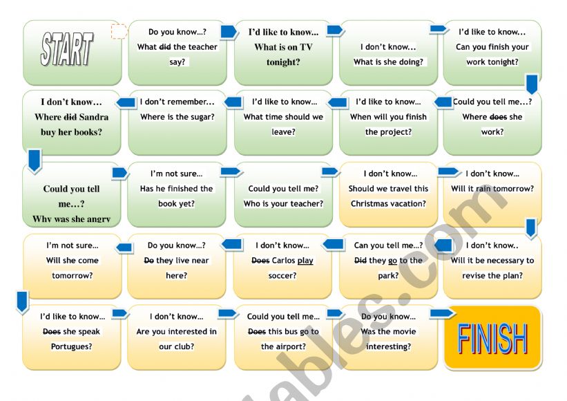 Embedded questions boardgame worksheet