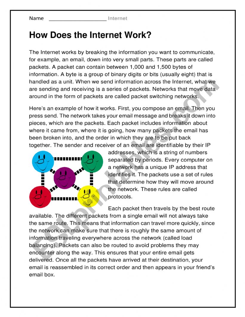How Does the Internet Work? worksheet