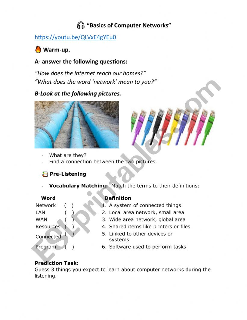 Basics of Computer Networks worksheet