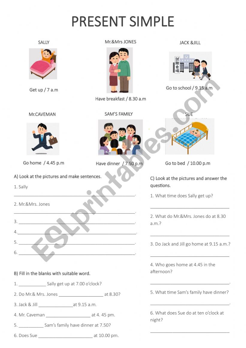 Present SImple - Routines worksheet