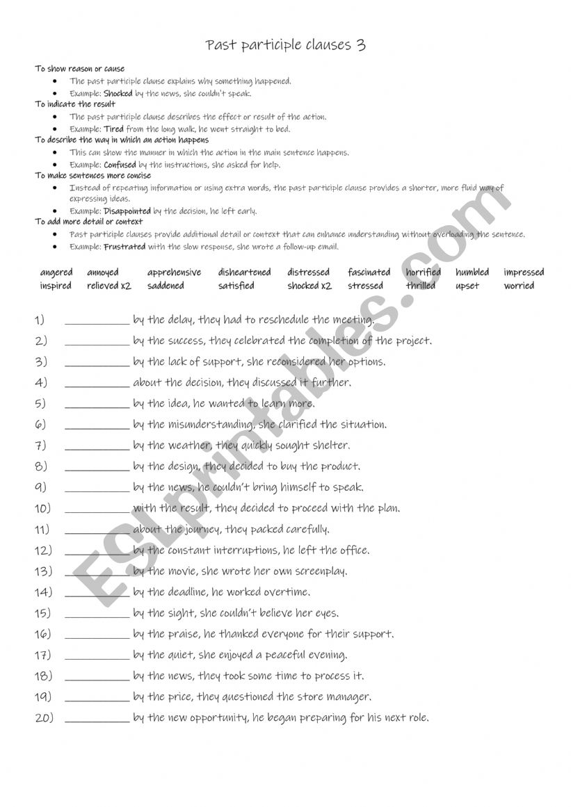 A2-B1 Past participle clauses 3