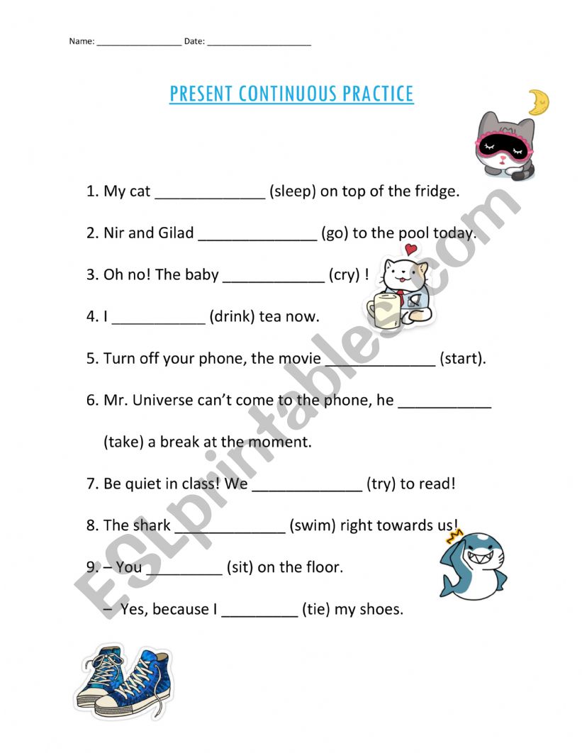 Present Continuous Practice worksheet