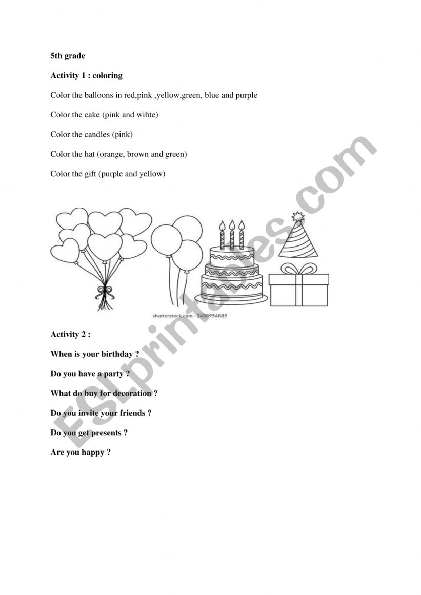 birthday  worksheet