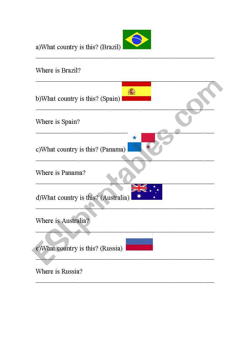 COUNTRIES worksheet