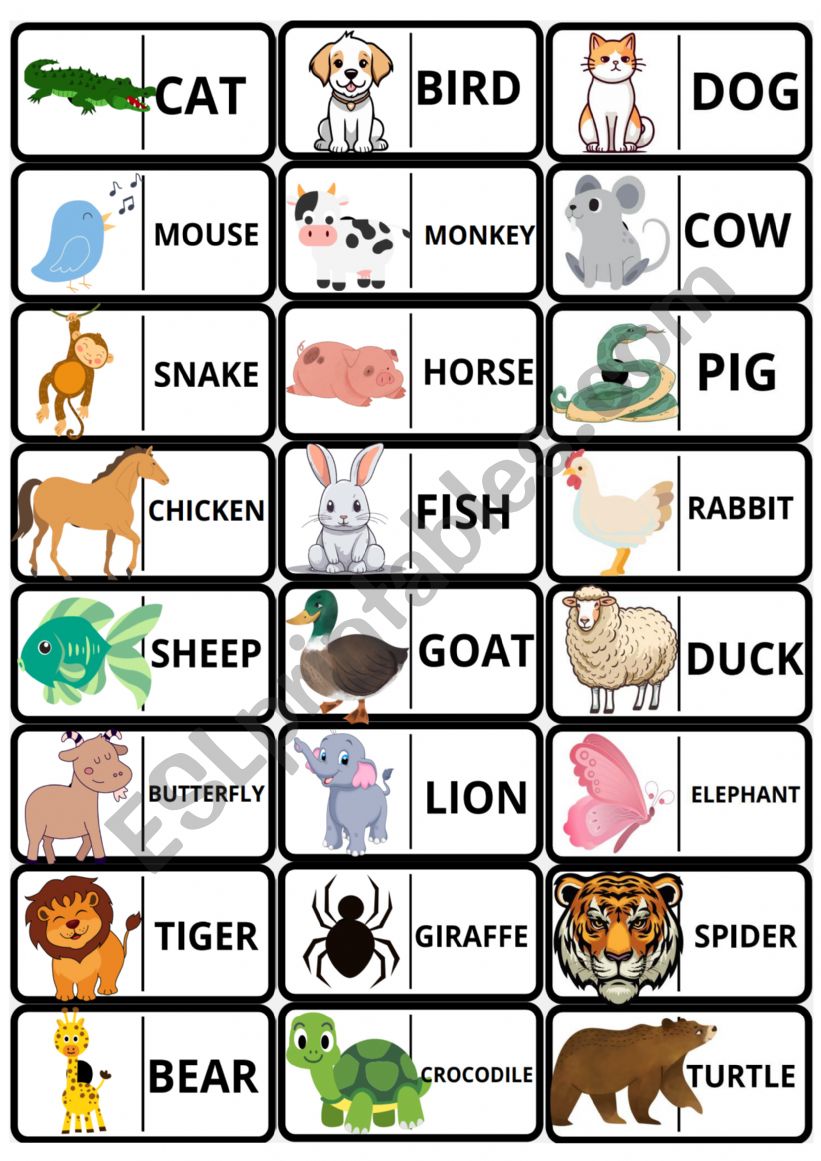 Aninmals Dominoes worksheet