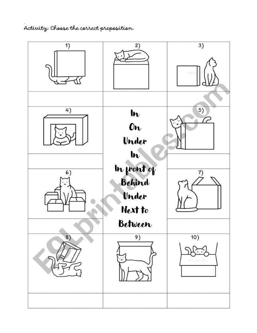 Prepositions practice worksheet