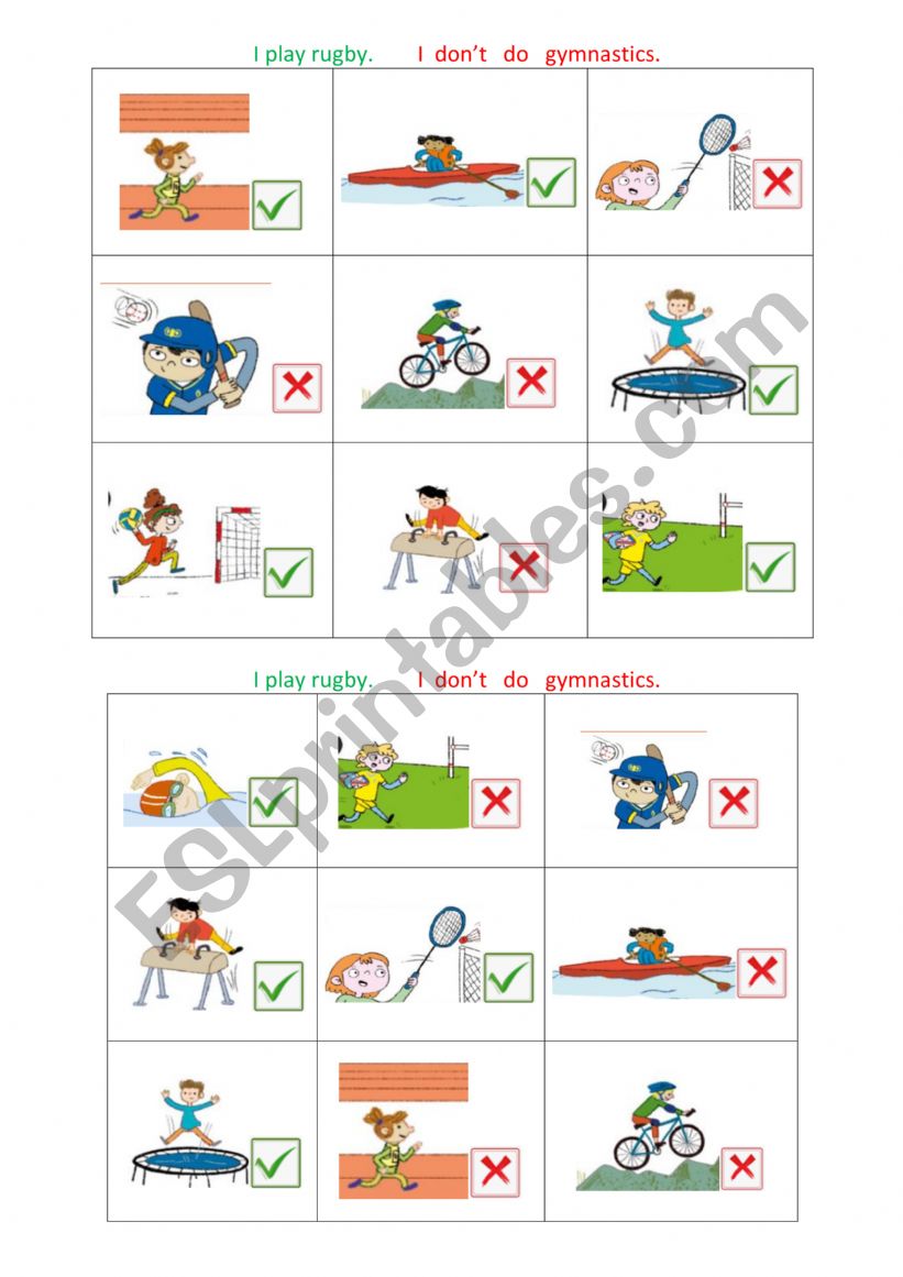 sports naughts and crosses worksheet