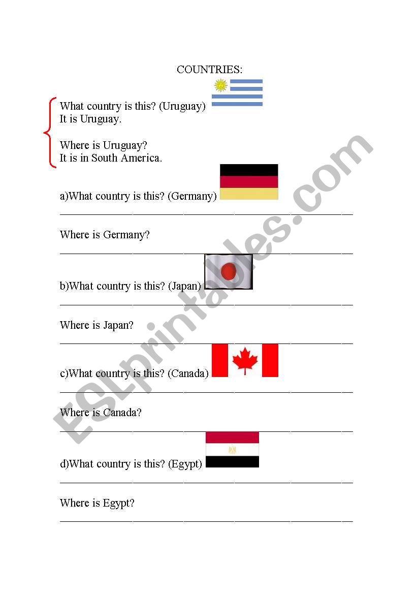 COUNTRIES worksheet