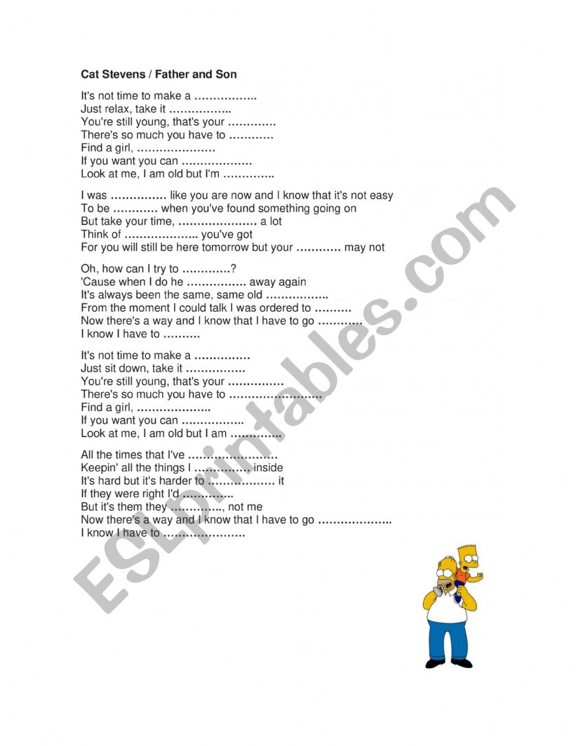 Father and Son - Cat Stevens worksheet