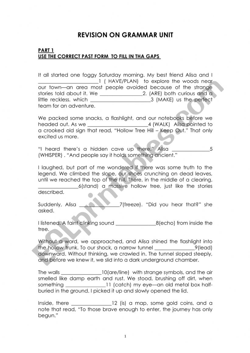PAST FORM PRACTICE 1 worksheet
