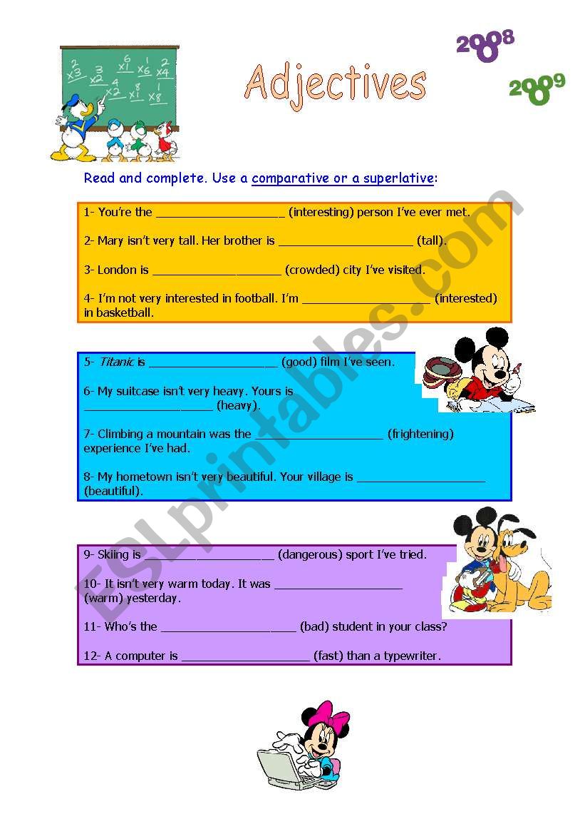 Adjectives worksheet