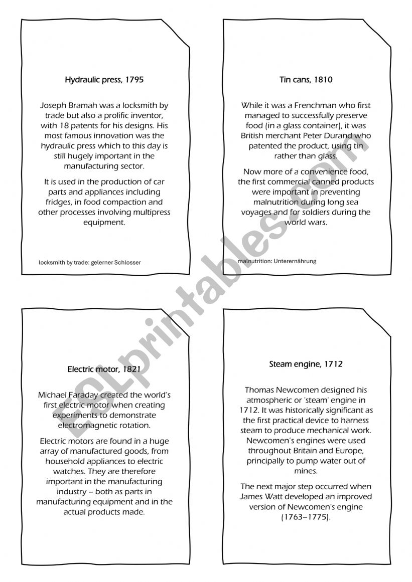 British inventions flash cards