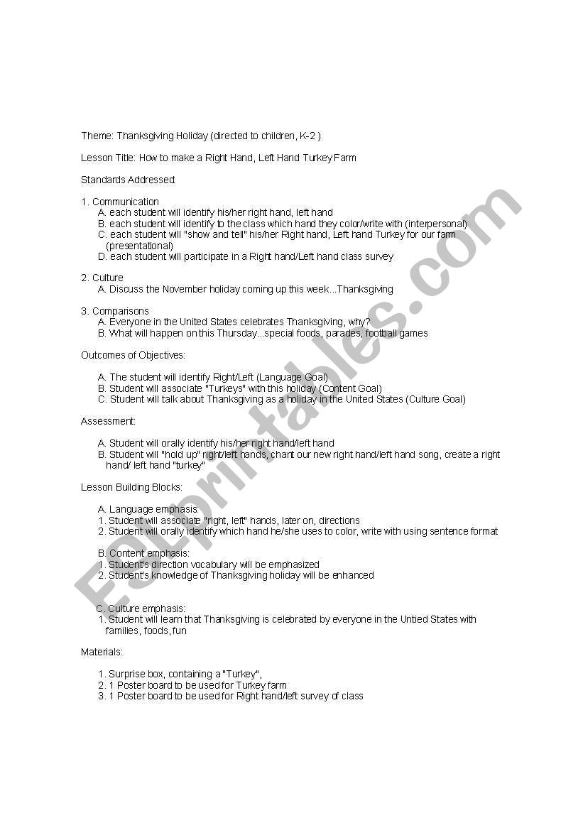 Thanksgiving Turkey Farm worksheet